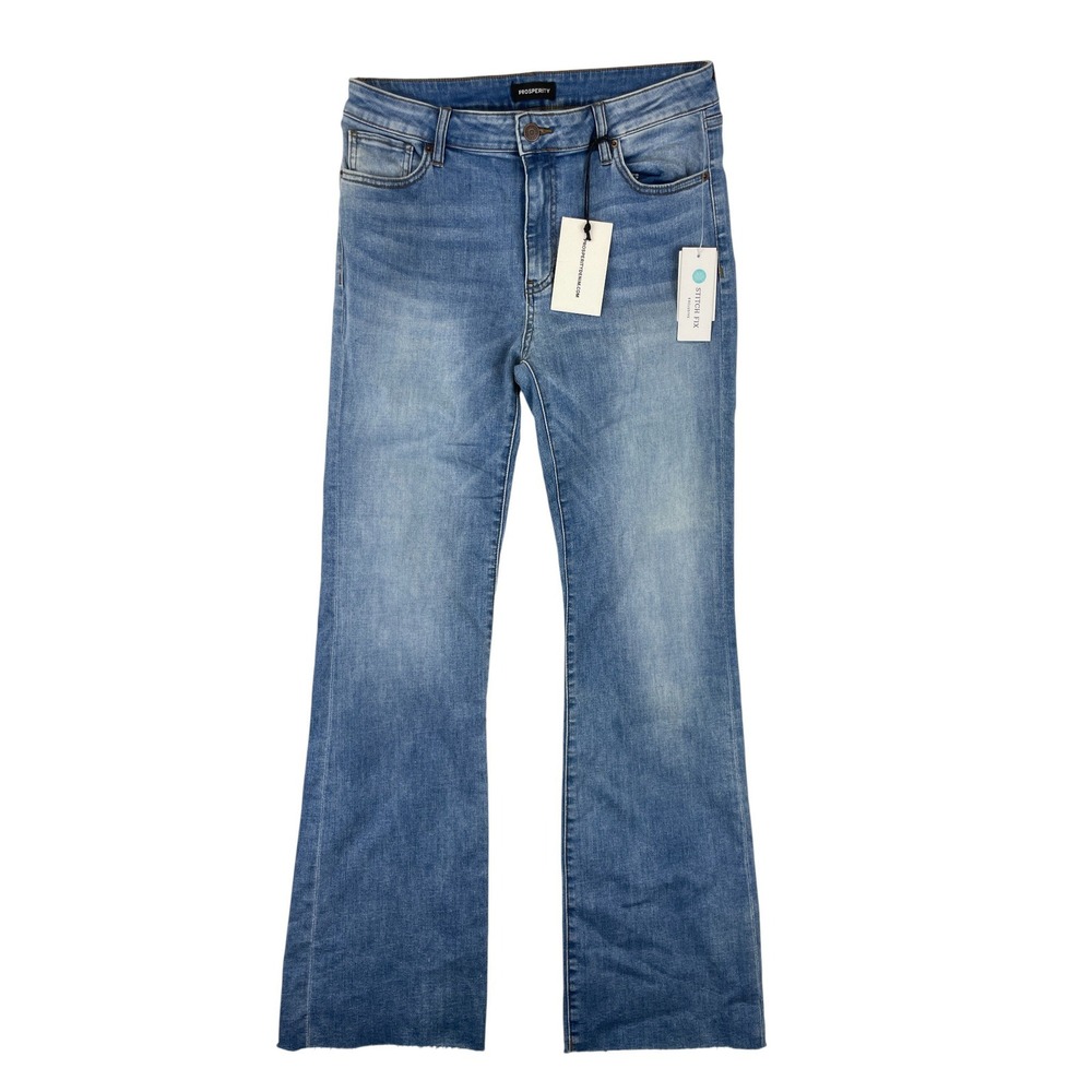 PROSPERITY DENIM Flared Jeans‎ Raw Hem Women's Size 31 Medium Wash Boho Style